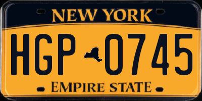 NY license plate HGP0745