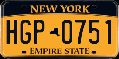 NY license plate HGP0751