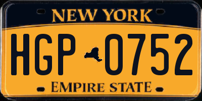 NY license plate HGP0752