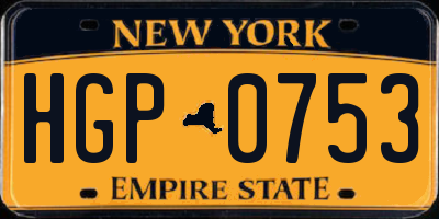 NY license plate HGP0753