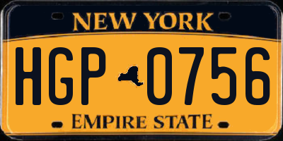 NY license plate HGP0756