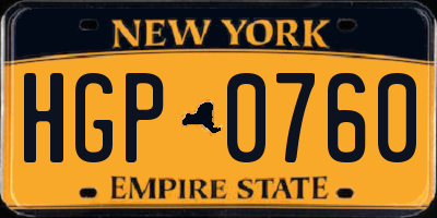 NY license plate HGP0760