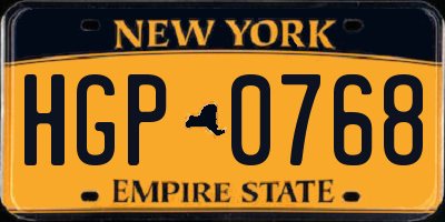 NY license plate HGP0768