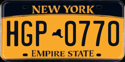 NY license plate HGP0770