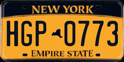 NY license plate HGP0773