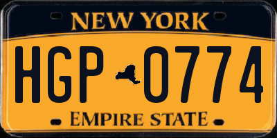 NY license plate HGP0774