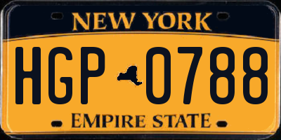 NY license plate HGP0788