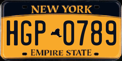 NY license plate HGP0789