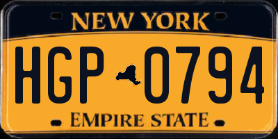 NY license plate HGP0794