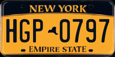 NY license plate HGP0797