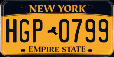 NY license plate HGP0799