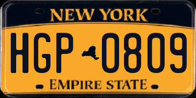 NY license plate HGP0809