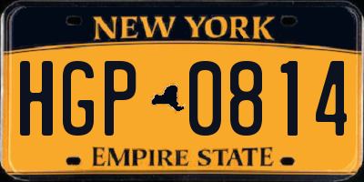 NY license plate HGP0814