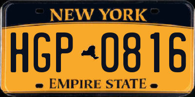 NY license plate HGP0816