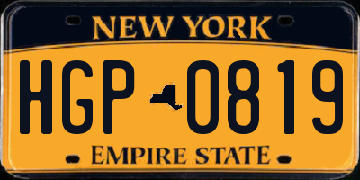 NY license plate HGP0819