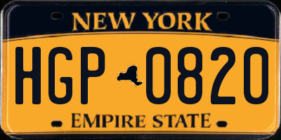 NY license plate HGP0820