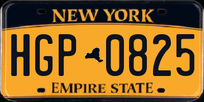 NY license plate HGP0825