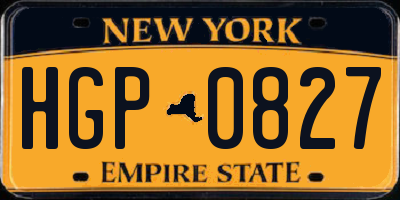 NY license plate HGP0827