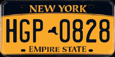 NY license plate HGP0828