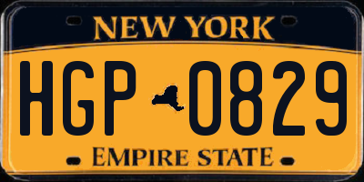 NY license plate HGP0829