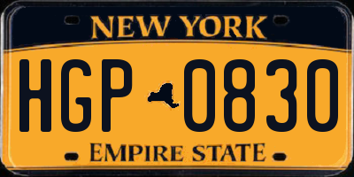 NY license plate HGP0830