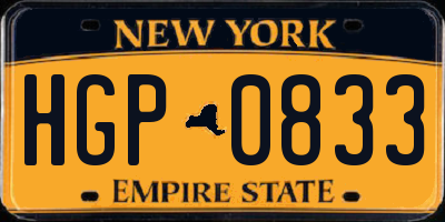 NY license plate HGP0833