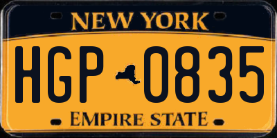 NY license plate HGP0835