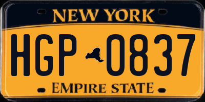 NY license plate HGP0837