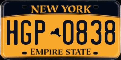 NY license plate HGP0838