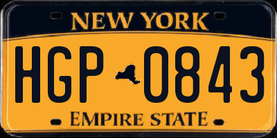 NY license plate HGP0843