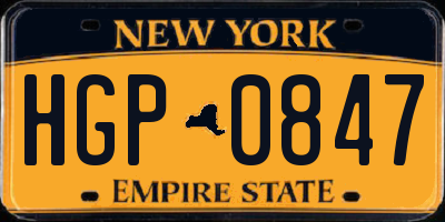 NY license plate HGP0847