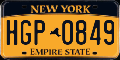 NY license plate HGP0849