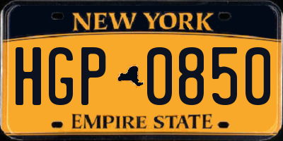 NY license plate HGP0850