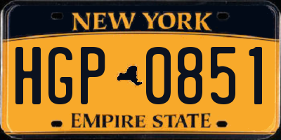 NY license plate HGP0851