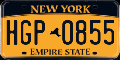 NY license plate HGP0855