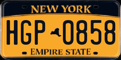 NY license plate HGP0858