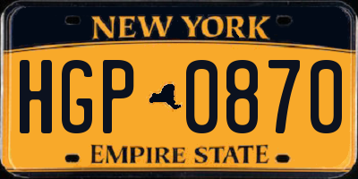 NY license plate HGP0870