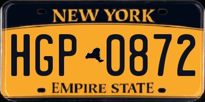 NY license plate HGP0872