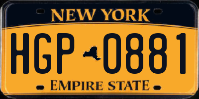 NY license plate HGP0881