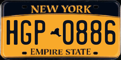 NY license plate HGP0886