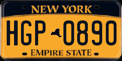 NY license plate HGP0890