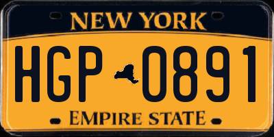 NY license plate HGP0891