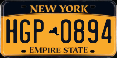 NY license plate HGP0894