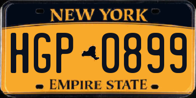 NY license plate HGP0899