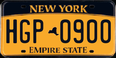 NY license plate HGP0900