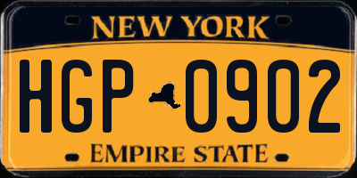 NY license plate HGP0902