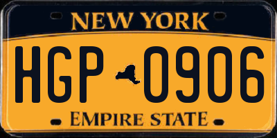 NY license plate HGP0906