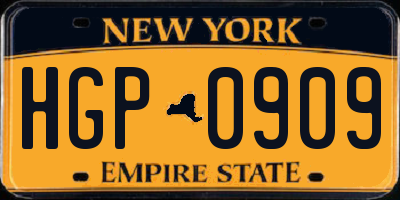 NY license plate HGP0909