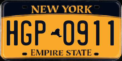 NY license plate HGP0911