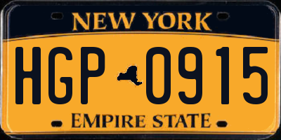 NY license plate HGP0915